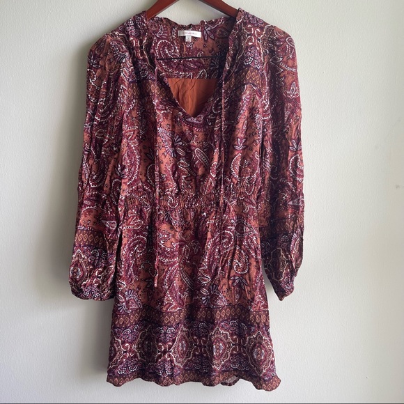 Skies are Blue Paisley Patterned Long Sleeve Dress - Picture 2 of 4